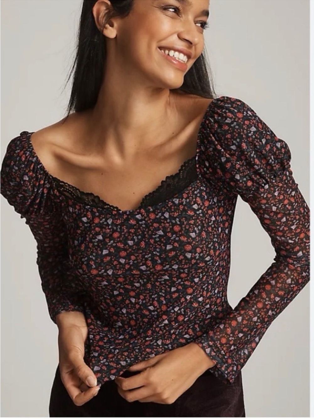 Maeve Floral Mesh Top